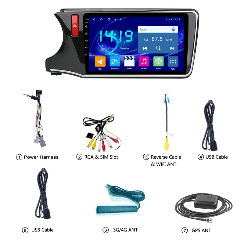 

Android 10 IPS 4G+64G Car GPS Navigation For Honda City Greiz Gienia 2015-2018 Support Stereo Audio Radio Video Bluetooth