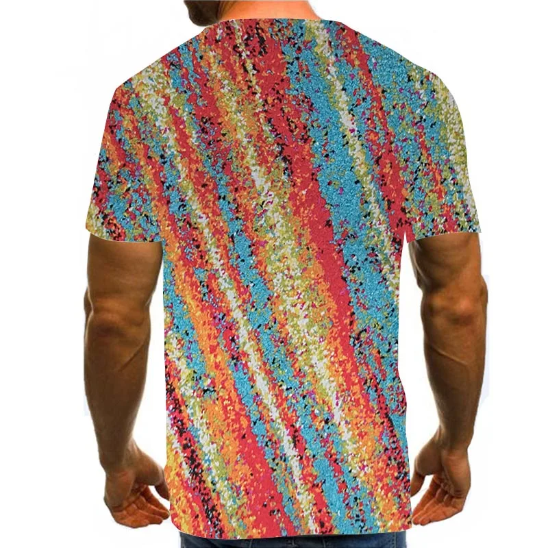 

Men Graphic T Shirts 3D Print Shirt Round Neck Summer Short Sleeve Daily Tops Psychedelic Tees Rainbow