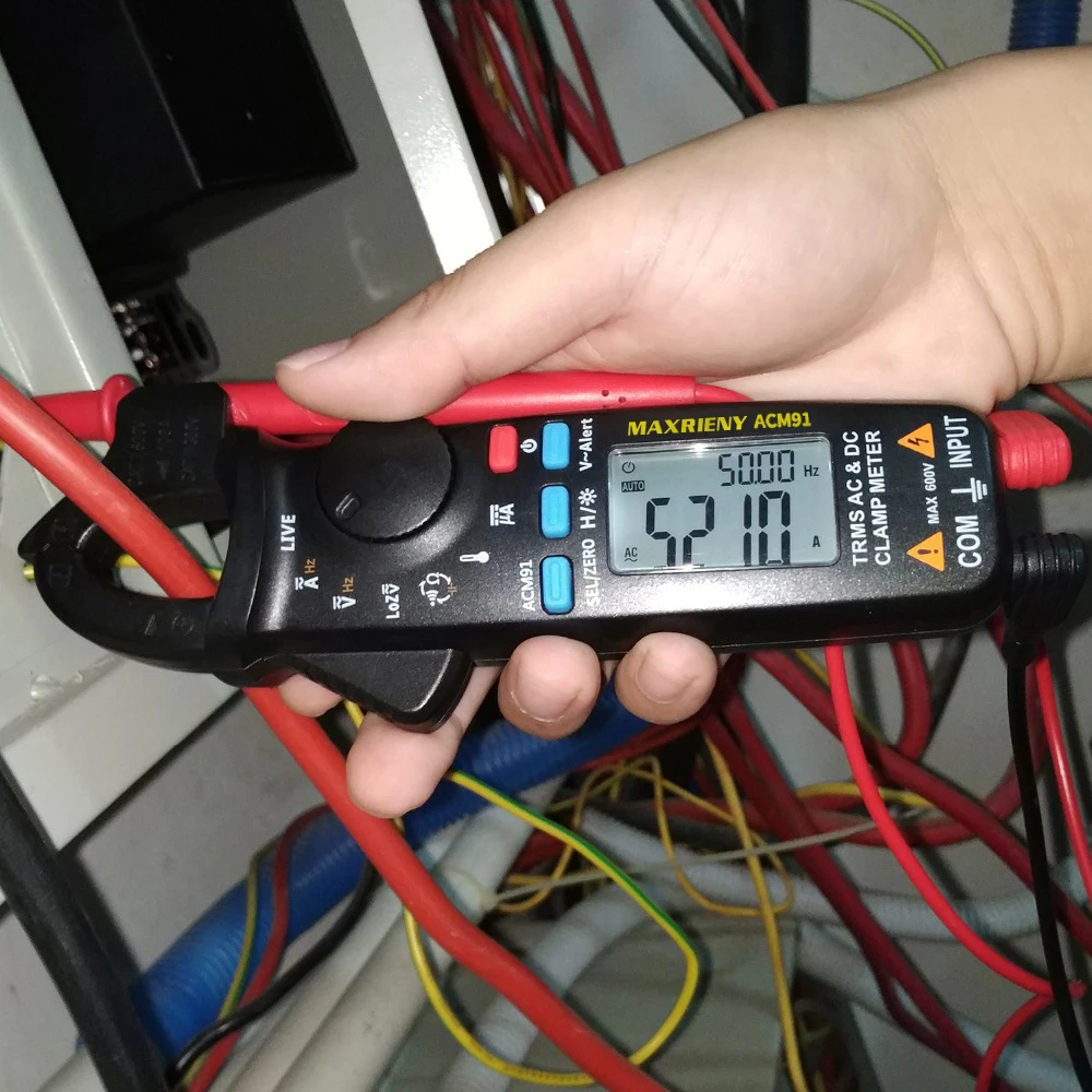 MAXRIENY ACM91 Digital Clamp Meter True RMS Mini DC AC Current Voltage Auto Range Temperature Capacitance Ohm Tester Multimeter