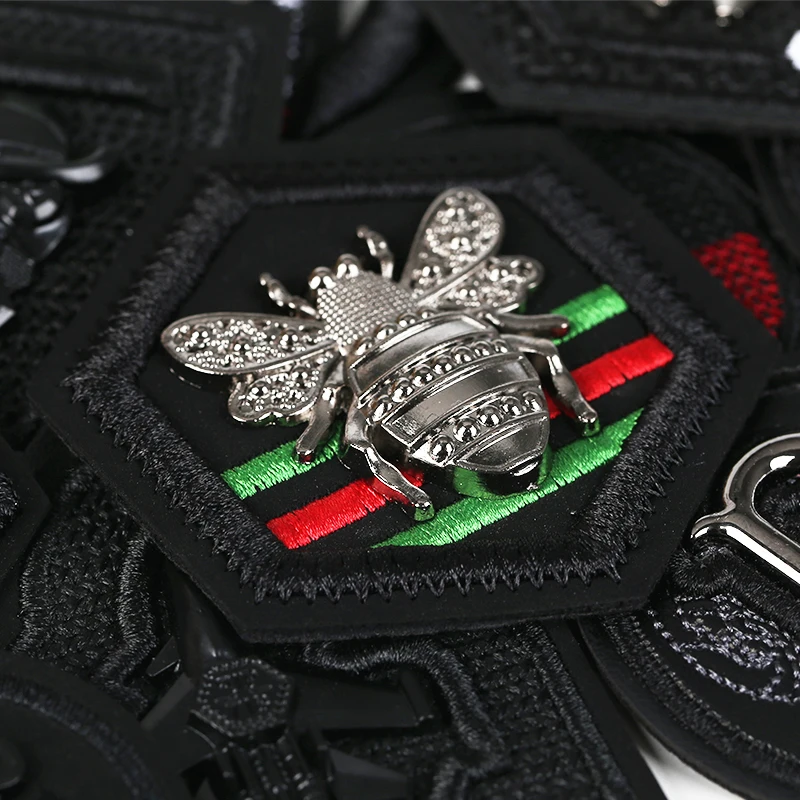 

300pcs PU Leather badge Military Embroidery Patches for Clothes Iron on Clothes Appliques Badge Stripe Sticker sew-on Armbands