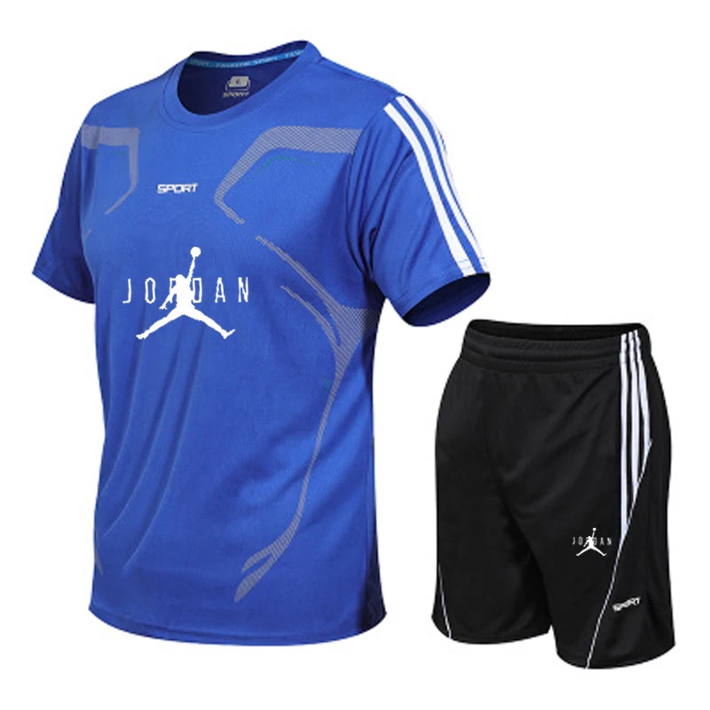 

2021 Men's conjunto de dos piezas de moda Men's Sportswear Suit Basketball Sports Fitness Jordan-23 Short Quick-dry ice silk