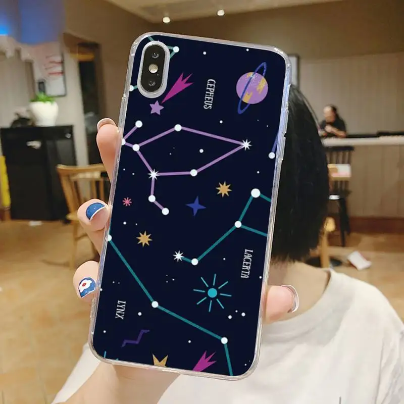 

12 constellations starry sky pattern Phone Case Transparent soft For iphone 5 5s 5c se 6 6s 7 8 11 12 plus mini x xs xr pro max