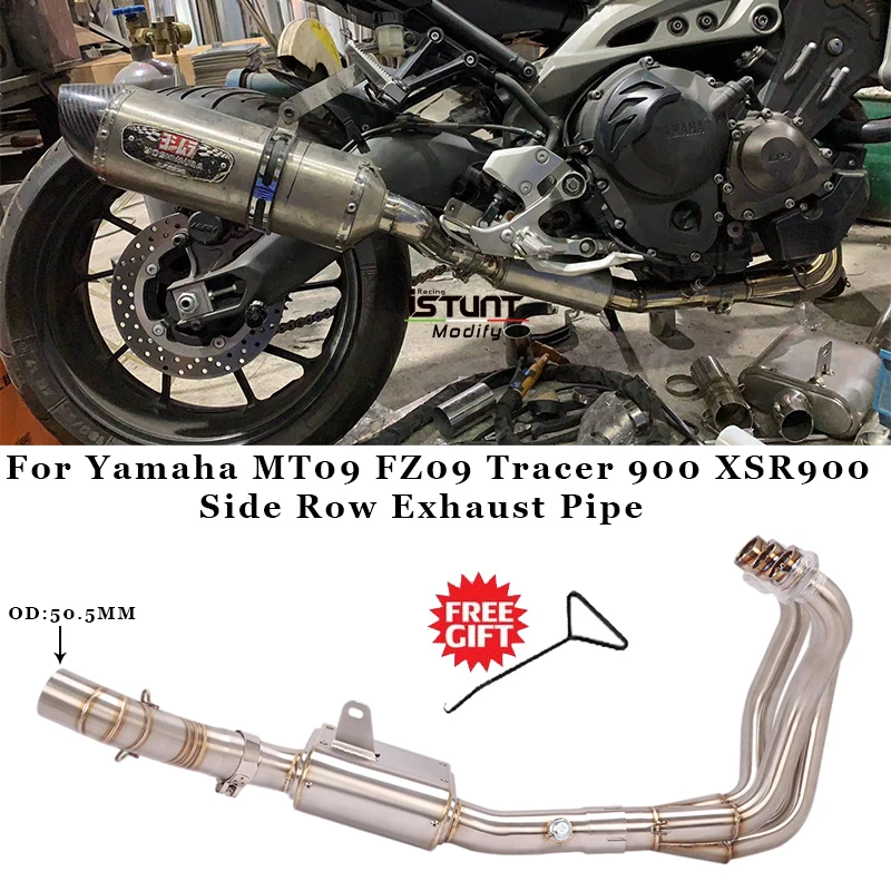 

For Yamaha MT09 FZ09 Tracer 900 XSR900 Side Row Exhaust Pipe Motorcycle Exhaust Escape Modified Front Link Pipe 51MM Muffler