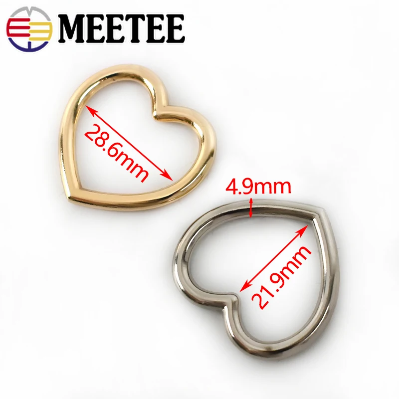 Пряжка с сердечком Meetee из сплава персик кольцо белого никеля металлической