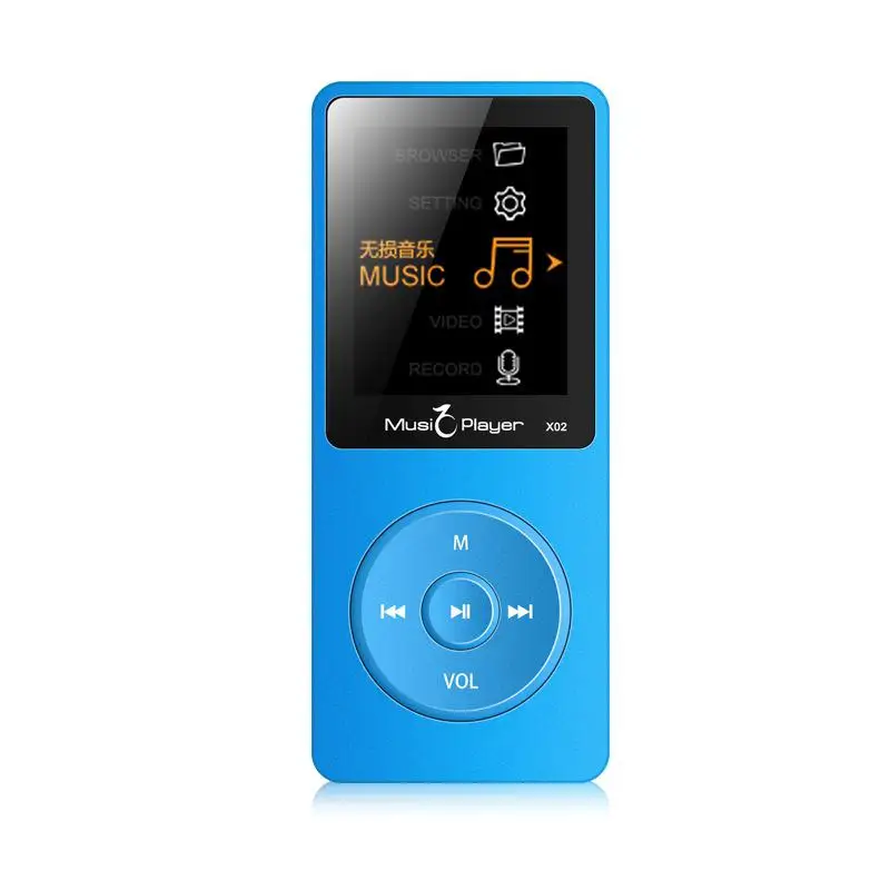 Сенсорный экран и Встроенный 4G/8G HiFi портативный walkman с радио/FM/запись новая версия MP3-плеер с bluetooth динамиком - Цвет: Синий
