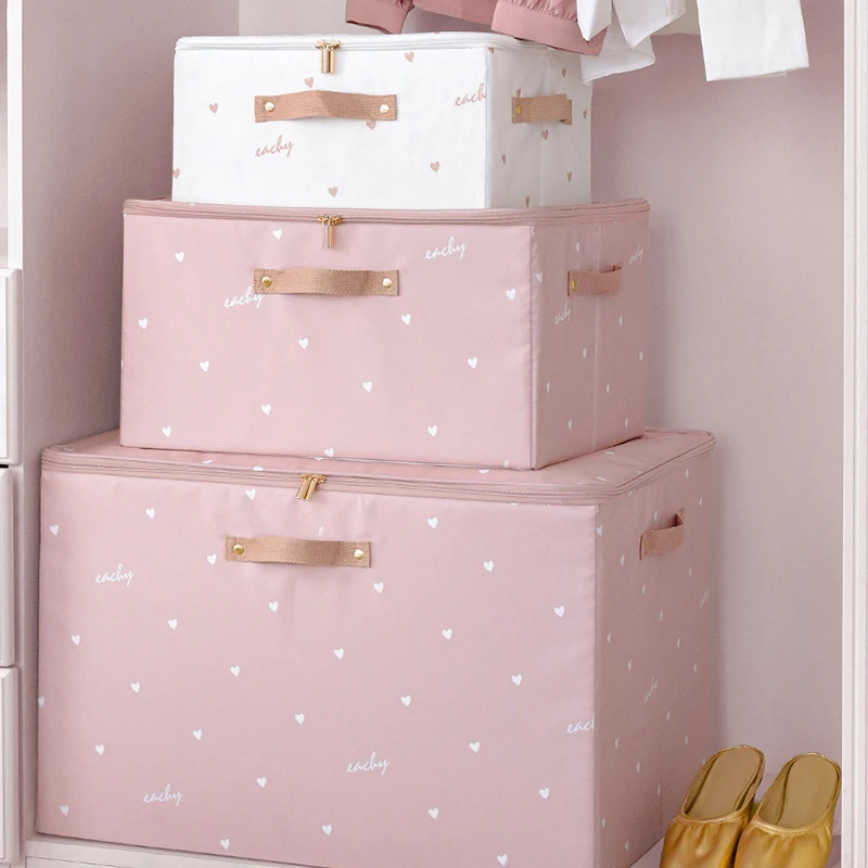 

Home Daily Necessities Sorting Quilt Storage Box Fabric Warm Color Collapsible Organizer Wardrobe Folding Household Case