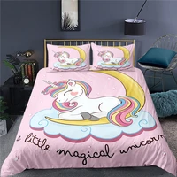 bedding sets luxury 3d cartoon unicorn print 23pcs comfortable kids duvet cover pillowcase home textile singlequeenking size