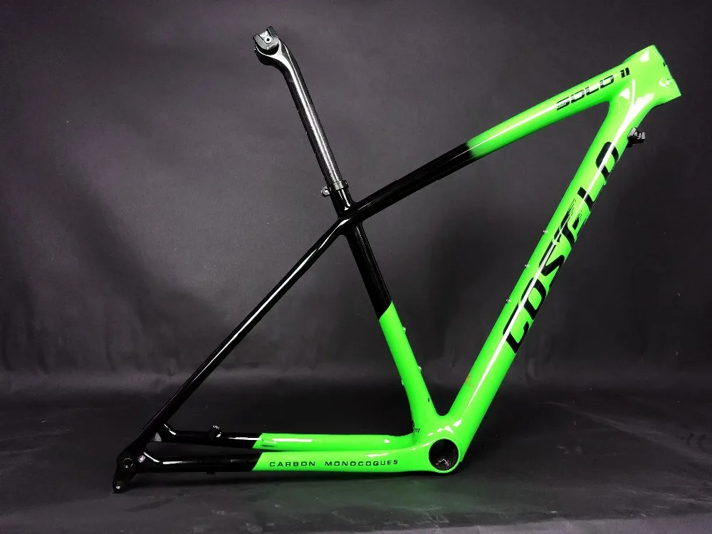 29er M green T1000 углеродное волокно Costelo SOLO II горный MTB 29er карбоновая рама для велосипеда Рама Подседельный штырь зажим только 820-920 г Супер светильник - Цвет: 29er M green