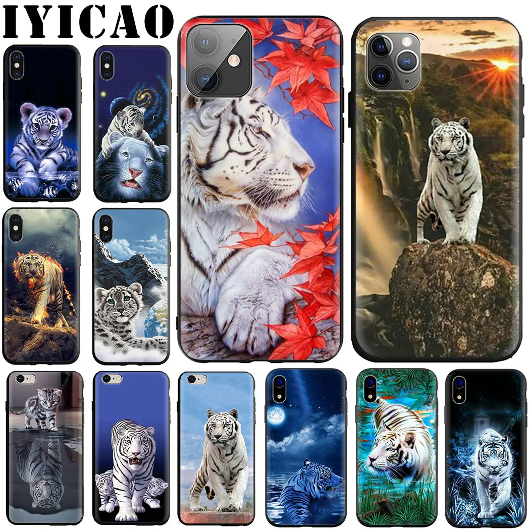 Белый Тигр мягкий силиконовый чехол для телефона iPhone 5 6 7 8 11 5S 6s Plus 7Plus 8Plus X XS XR XSMax Max
