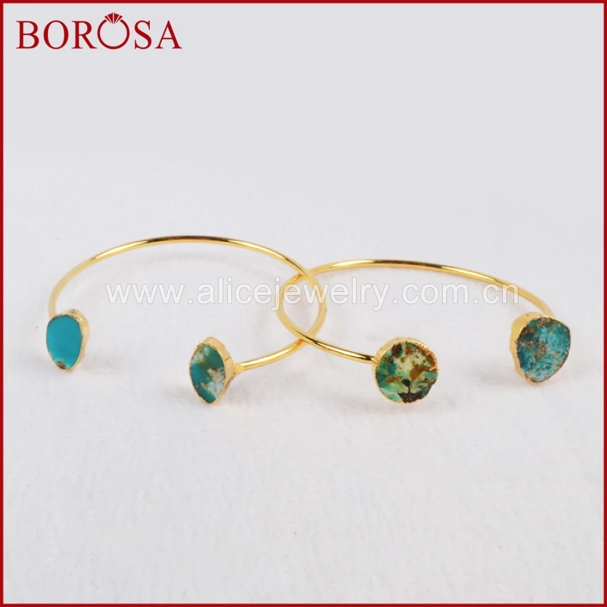 Золотистые гальванизированные бриллиантовые браслеты BOROSA 5 шт. свободная форма