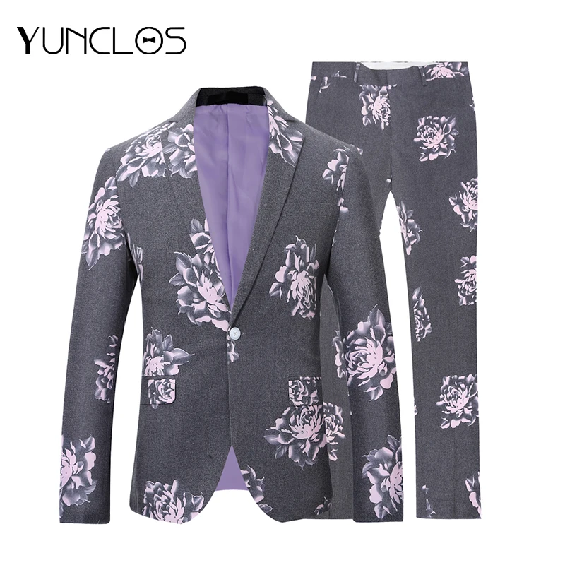 Пион большой розового цвета мужской 2 шт. пиджак и брюки | Мужская одежда