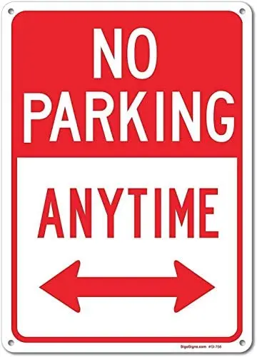 Tin Sign No Parking Anytime Metal Sign 12 x 18