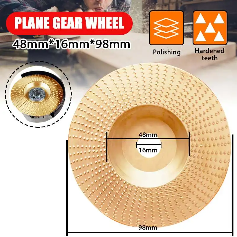 

98mm Round Wood Angle Grinding Wheel Abrasive Disc Angle Grinder Carbide Coatings 16mm Bore Shaping Sanding Carving Rotary Tool