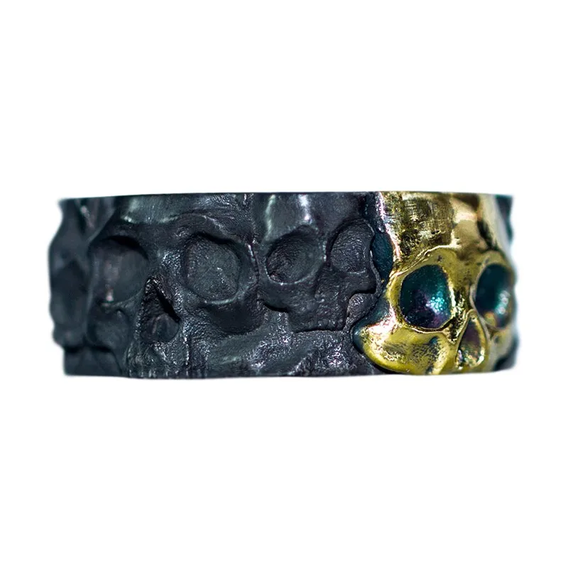 Оригинальный дизайн 925 серебряное кольцо индивидуальное Открытое с черепом 24K