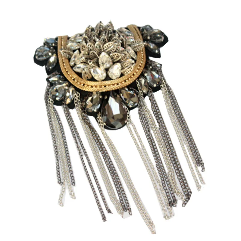 Преувеличенные кисточки блестки со стразами подвесной эполет эполета костюмная