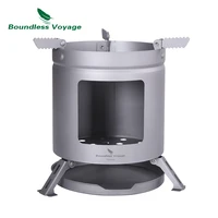 boundless voyage titanium wood stove outdoor camping furnace with folding pot stand tripod ultralight wood burningovens
