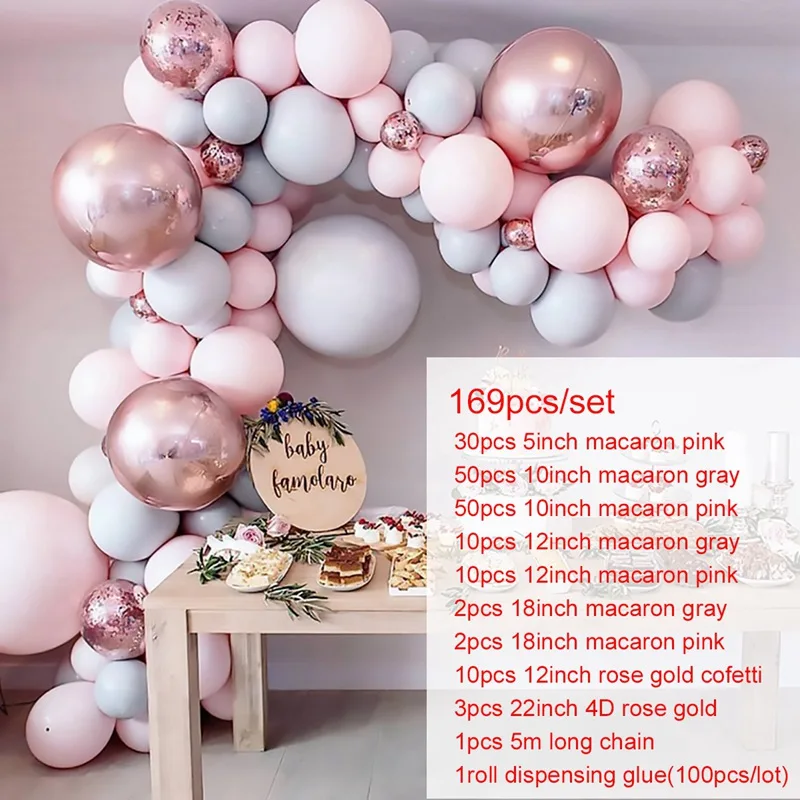 169pcs Balloon Chain Прозрачная коробка для маленьких девочек и мальчиков, декор для крещения, дня рождения, подарочная картонная коробка, принадлежности для маленьких мальчиков - Цвет: 169pcs Balloon Chain