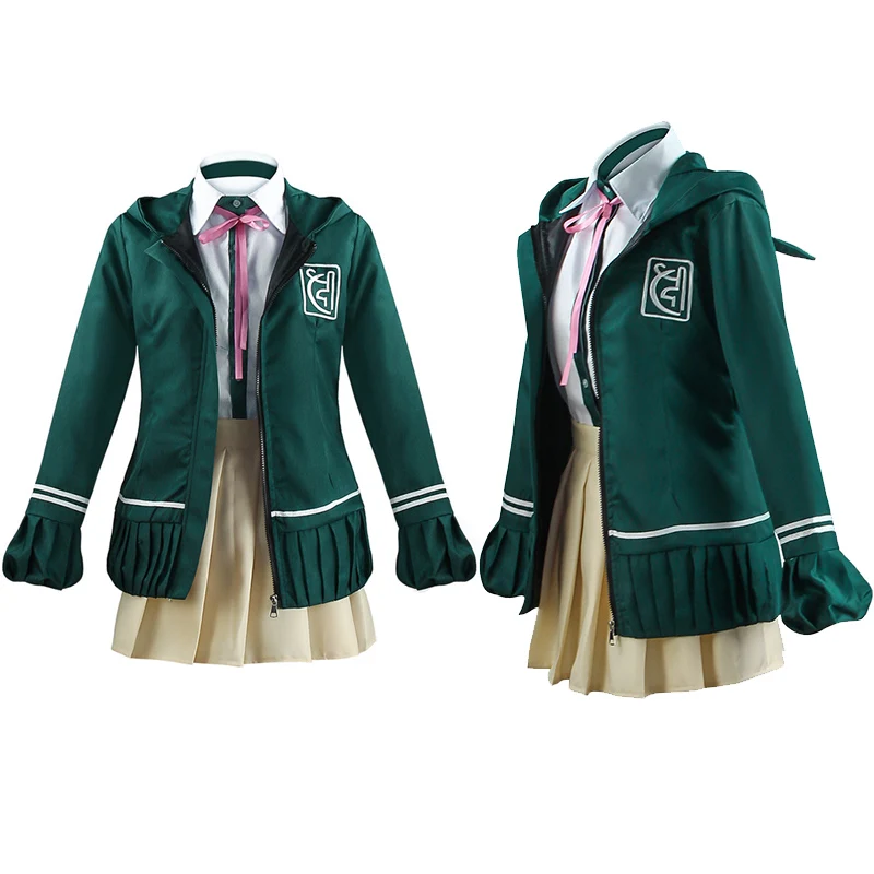 Костюм для школьников из аниме «данганронпа», косплей Нанами и хиаки, пиджак с длинными рукавами, короткая юбка, зеленое платье