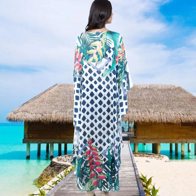 

Women Chiffon Plus Size Bathing Suit Cover Up Beach Long Caftan Dress