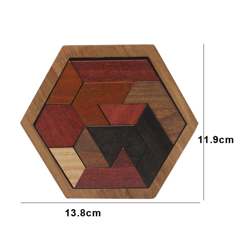

Brain Teasers Hexagon Wooden 11 Jigsaw Puzzle Game Puzzle Building Block Toy Classic Adult Parent-child Children's Toy Gift