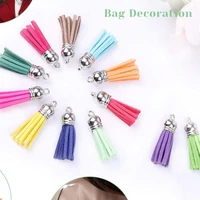 10pcs 3cm mini tassels vintage leather suede tassel for keychain cellphone straps jewelry summer diy pendant charms finding