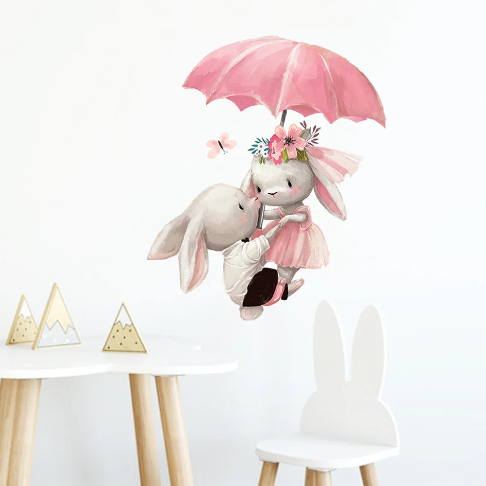 

Cute Rabbit Series Wall Sticker For Kids Baby Room Home Decoration Wallpaper Living Room Bedroom Removable Mural Bunny Stickers