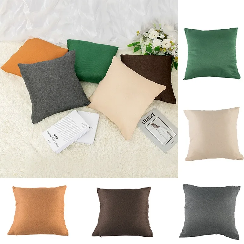 

Linen art cotton hemp pillowcase plain car sofa cushion cover Solid color office simple pillowcase decorate