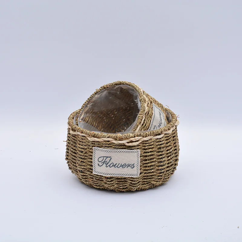 

Nordic Style Hand-woven Basket Pastoral Straw Vase Woven Vase Living Room Balcony Multifunctional Storage Basket Home Decoration