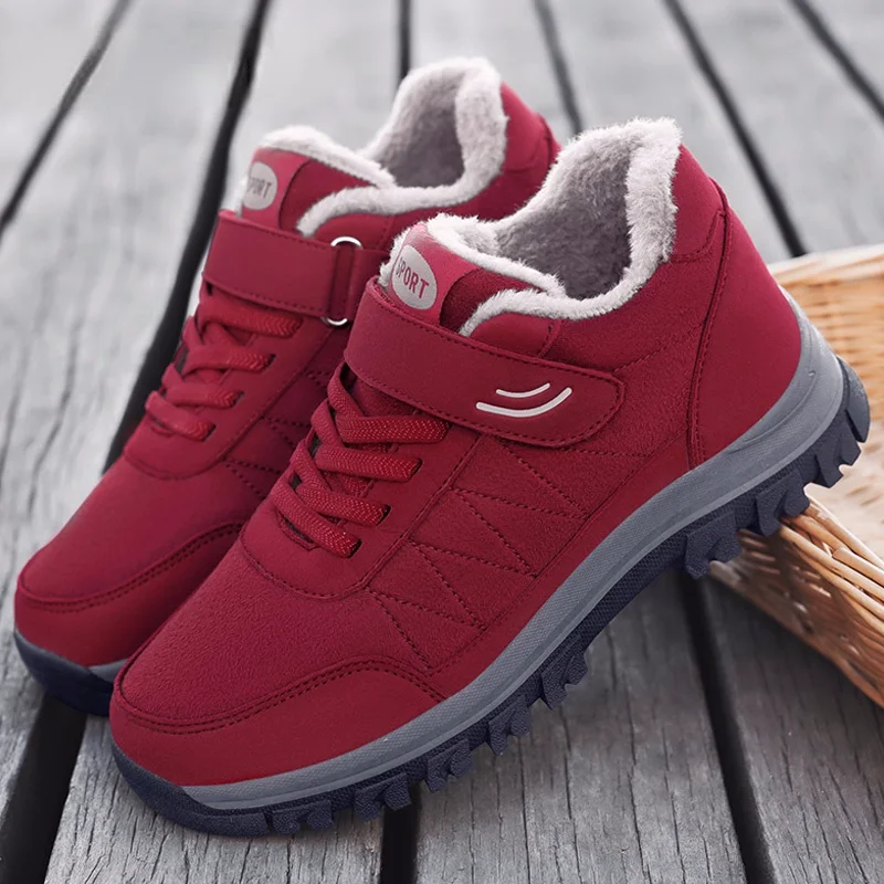 

2021 Водонепроницаемая женская зимняя обувь, зимние ботинки, теплые ботинки с мехом внутри, Нескользящие, на липучке, сохраняют тепло, повседн...