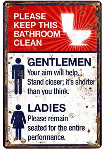

Original Retro Design Please Keep Bathroom Clean Tin Metal Signs Wall Art | Thick Tinplate Print Poster Wall Decoration