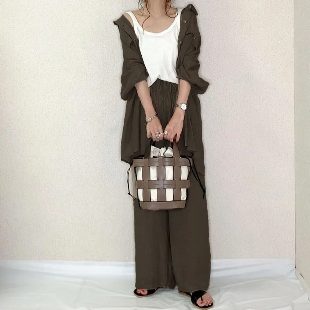 

2 Two Piece Set Long Sleeve Top Blouse Pants Women Japan Korean Minimalist Solid Color Fall Matching Outfits Office Ladies Cloth