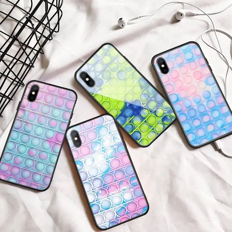 

Bubble Fidget Reliver Stress Phone Case Tempered glass For iphone 6 7 8 plus X XS XR 11 12 13 PRO MAX mini