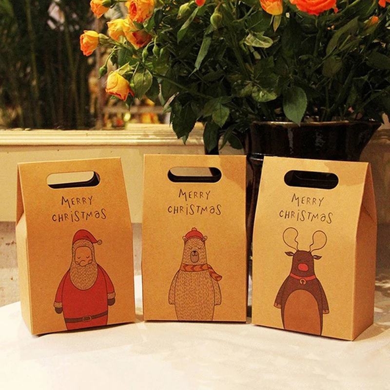 Крафт-бумага Рождественская упаковка коробка для закусок и конфет подарочная