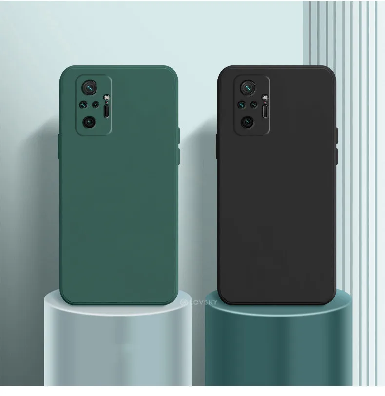 Square Liquid Silicone Case For Xiaomi RedMi Note 10 4G RedMi Note 10 Pro RedMi Note 9 Pro Mi 11 Lite Mi 11 Pro Slim Soft Cover