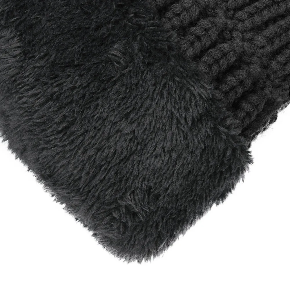 2 шт. шарф шапка набор женские зимние теплые однотонные помпоны вязаные мягкие