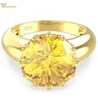 Wong Rain, 100% 925 пробы, серебряное кольцо из моиссанита, обручальное кольцо из желтого золота, ювелирные изделия на годовщину, оптовая продажа