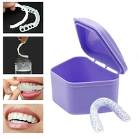 5colors fake teeth orthodontic case dental retainer mouth guard denture storage plastic box oral hygiene supplies organizer tool