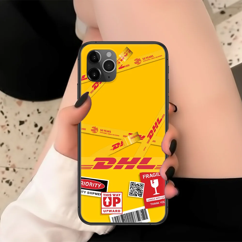 

Label DHL Phone Case For Iphone 5 6 7 8 S SE Plus X XS XR 11 12 Mini Pro Max 2020 Black black Coque Luxury Hoesjes Fashion Funda