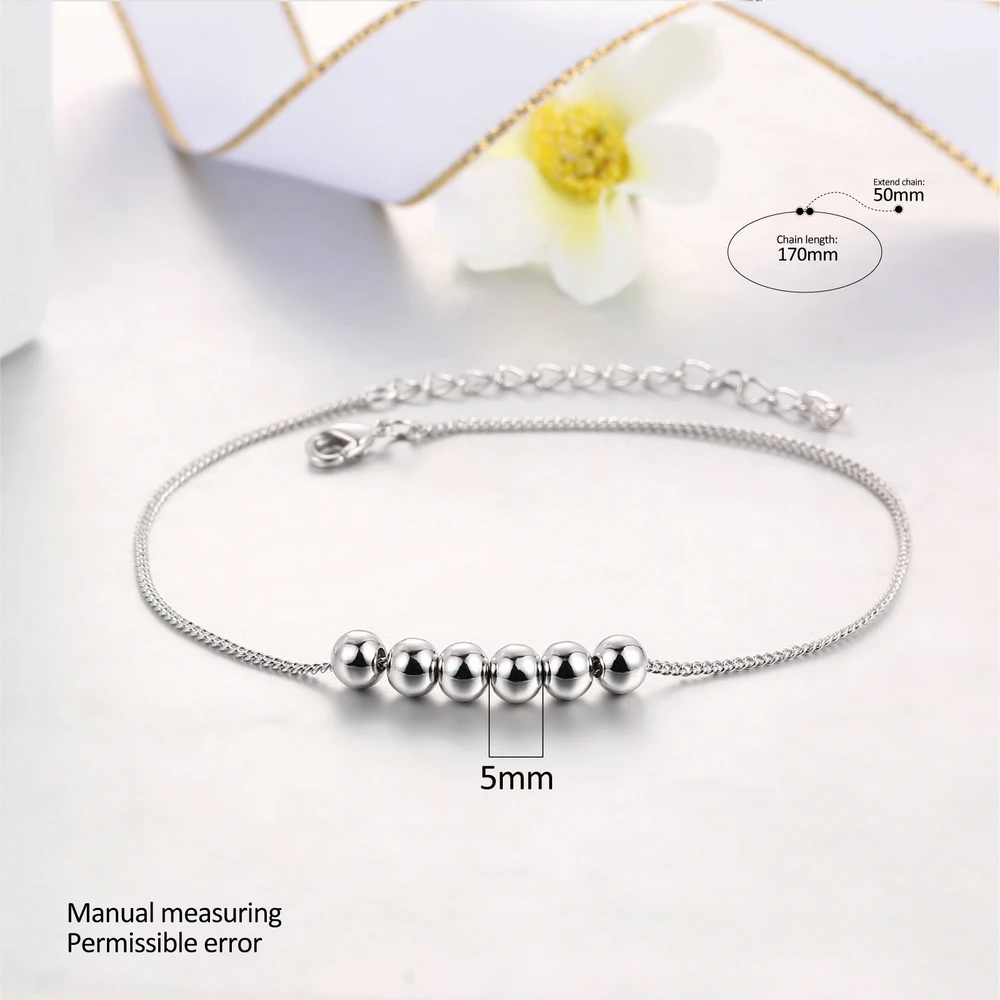 Женский браслет с маленькими шариками цепочкой из звеньев под розовое золото