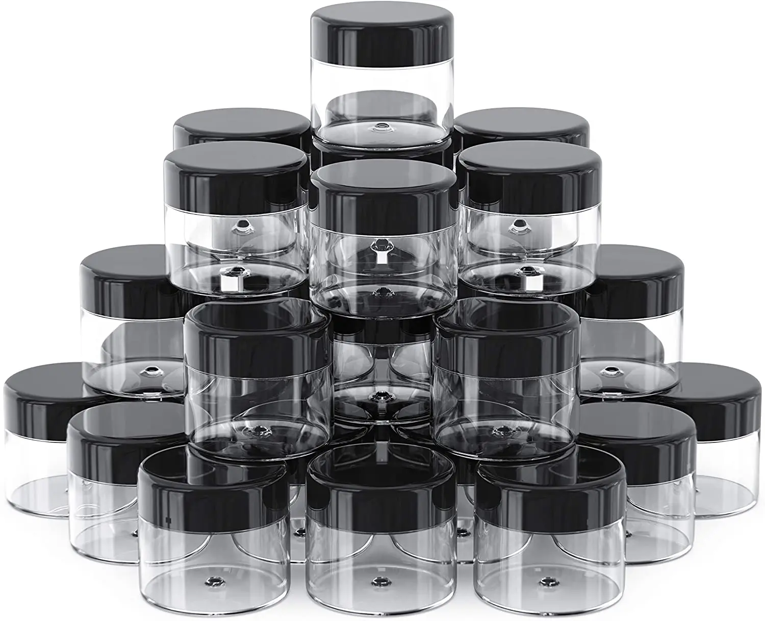 

30 шт./лот 20 мл США акриловые круглые банки для хранения с крышками для бальзамов для губ, кремов, косметических контейнеров, банки, дорожный и...