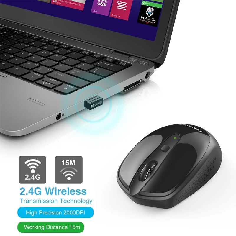 TeckNet Omni Mini 2 4 GHz беспроводная мышь 3 регулируемые уровни DPI: 1600/1200/800DPI с USB нано