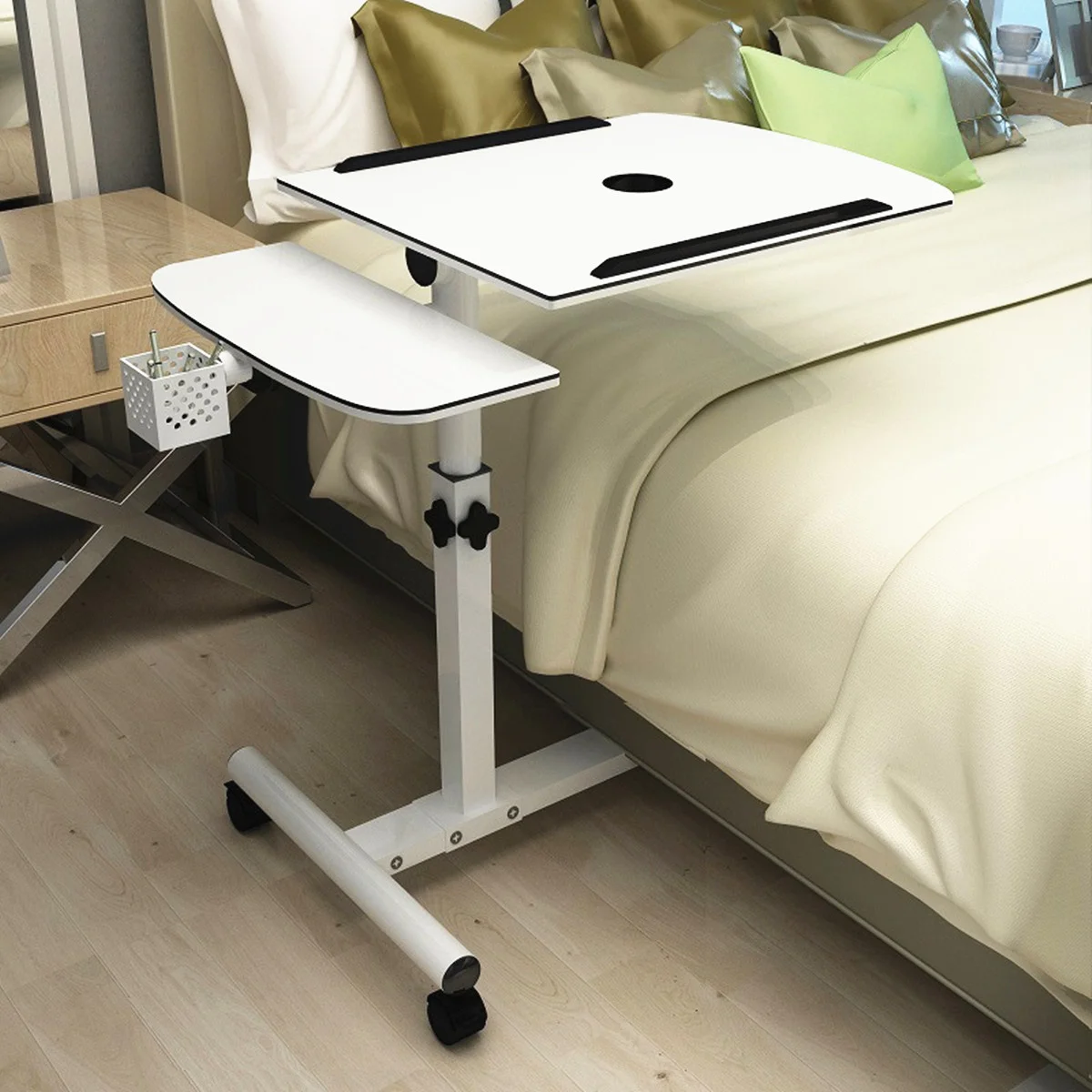 

Foldable laptop table rotatable laptop table bedside table lifting table foot mobile bed home computer table
