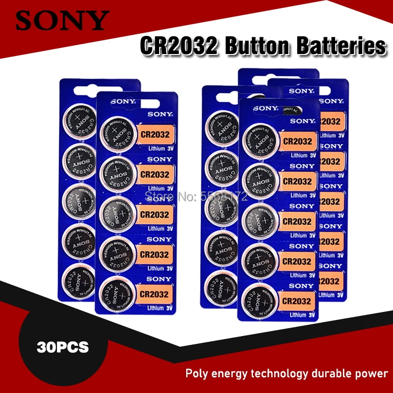 

30PC SONY Original CR2032 battery 3V Lithium Batteries BR2032 DL2032 ECR2032 CR 2032 Button Coin Battery For Watch Calculator