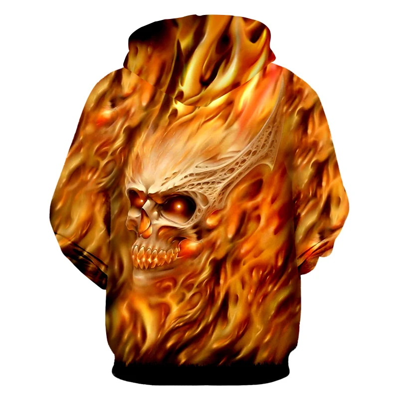UJWI Fire Skull толстовки для мужчин с длинным рукавом Толстовка Sudadera Hombre Повседневная