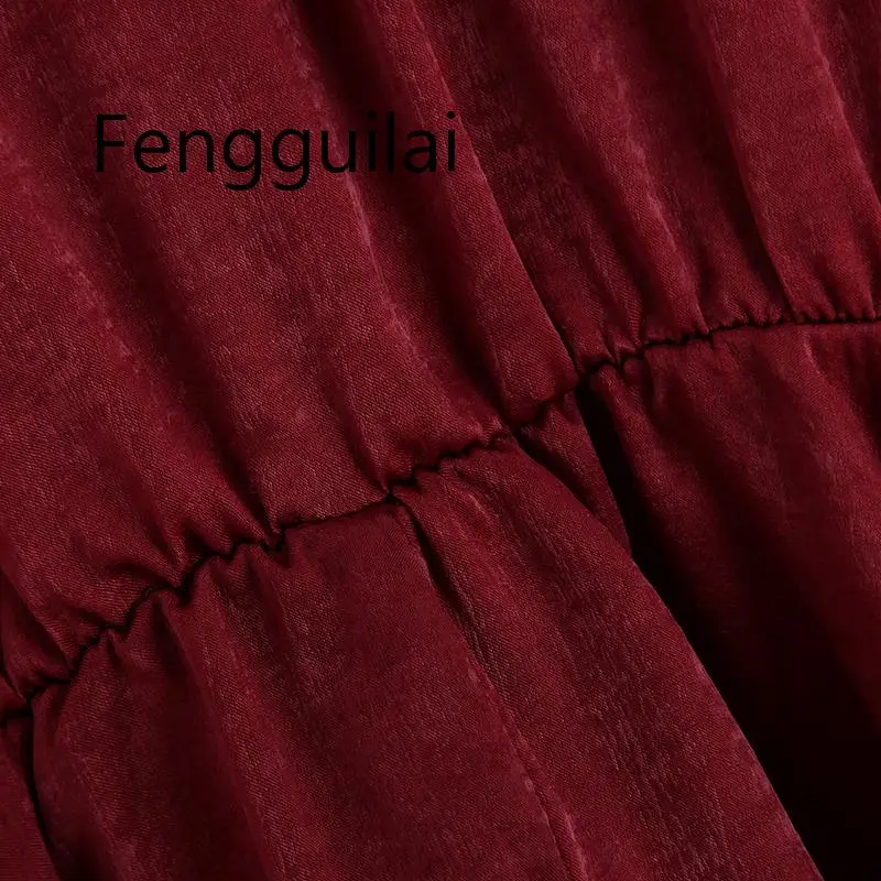 FENGGUILAI 2019 каскадные платья женские модные однотонные шелковые текстурированные