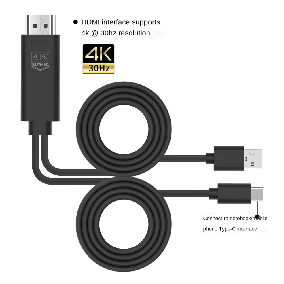 LccKaa Тип C к HDMI-совместимый кабель адаптер конвертер USB 3. 0 4k с зарядкой HDTV видео для