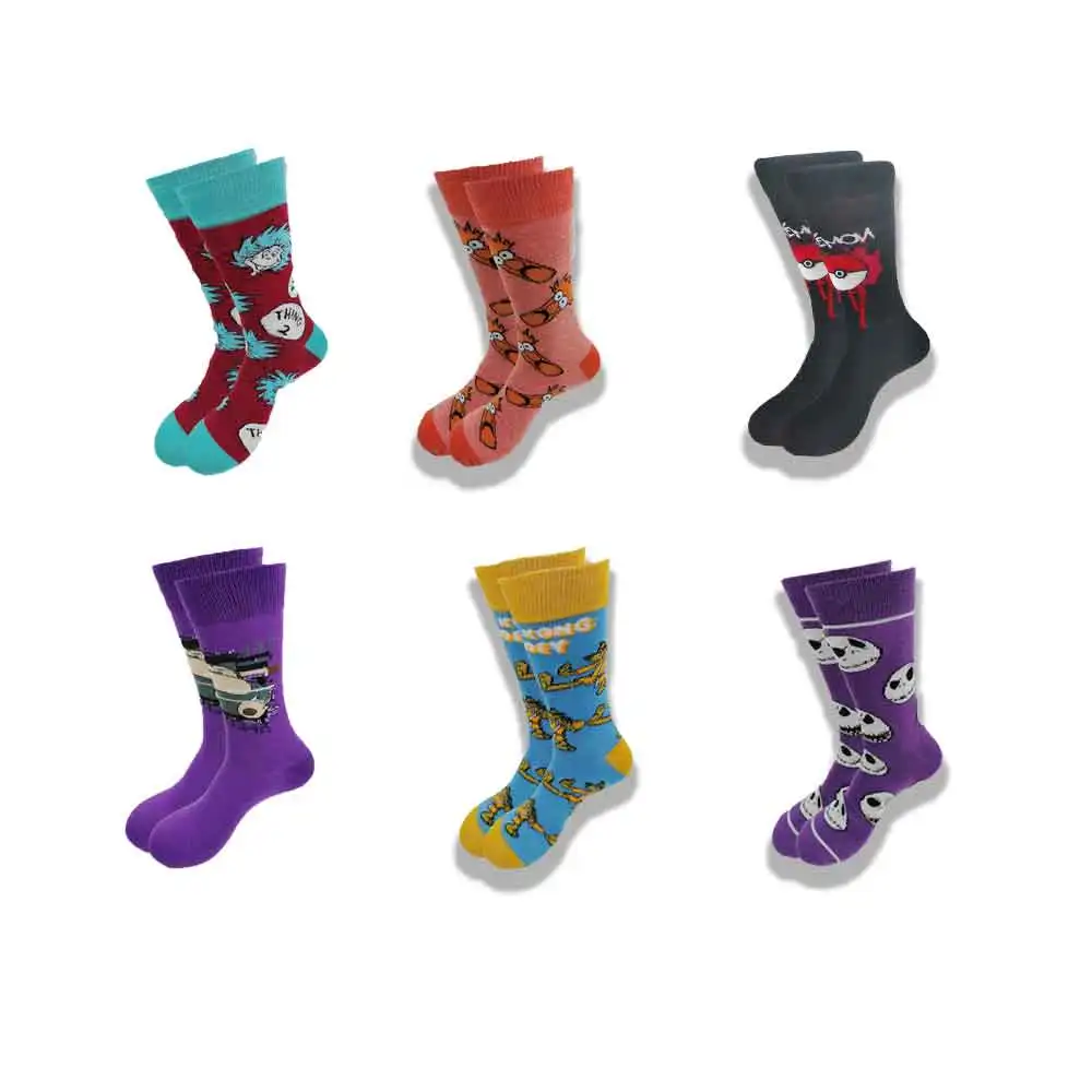 

1 Pair Funny Cartoon Anime Novelty Men Socks Women Breathable Soft and Comfortable Happy Sock Gifts for Men
