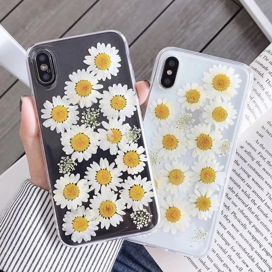 KEXIN Fashion Epoxy True Flower Phone Case For Huawei P30 P20 P10 Pro Lite Nova 3i 4 Honor10 V10 V9 Dried Daisy Soft |