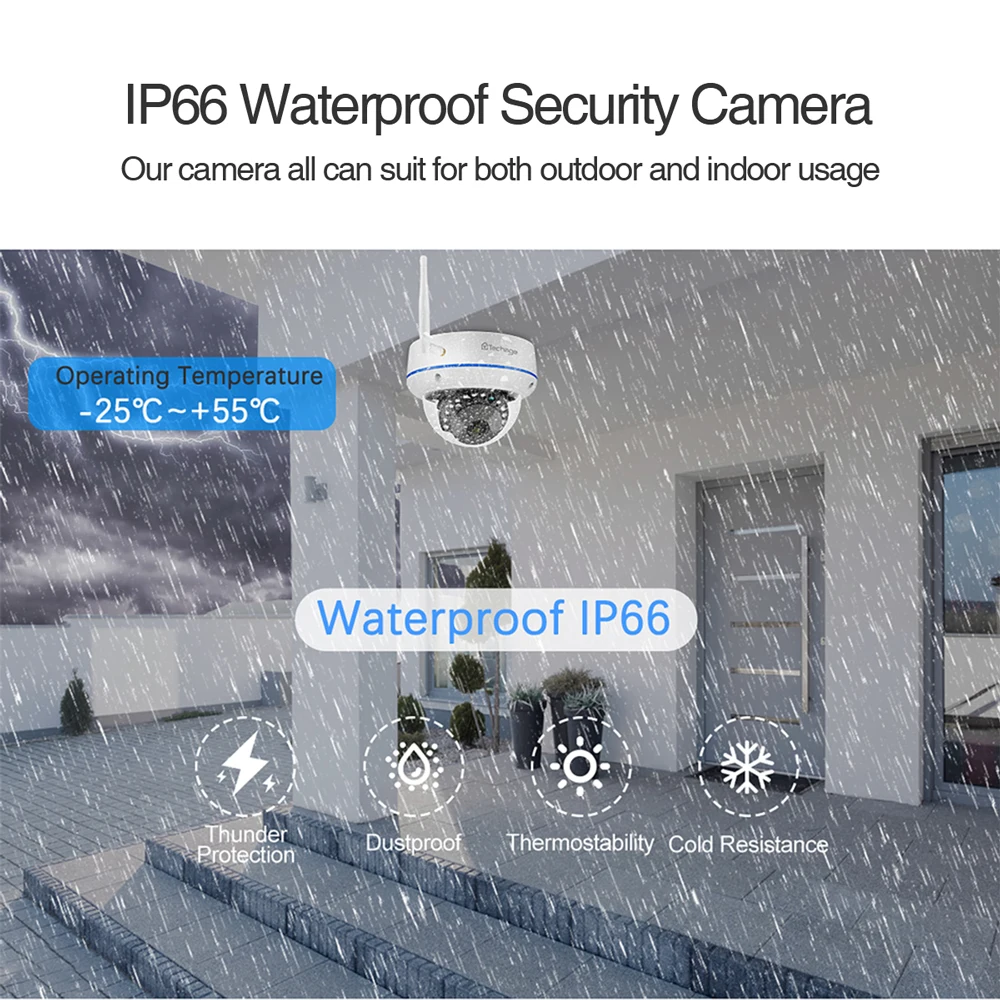 Система видеонаблюдения Techage Беспроводная купольная IP камера для помещений 8