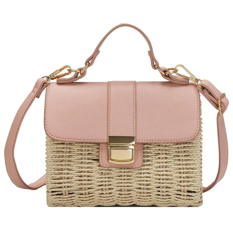 

Summer Woven Square Tote bag 2021 New High-quality Straw Women's Designer Handbag Travel Shoulder Messenger Bag Phone Purses